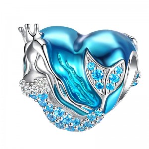 Mặt dây chuyền nàng tiên cá biển 925 sterling bạc sapphire trái tim cho phụ nữ